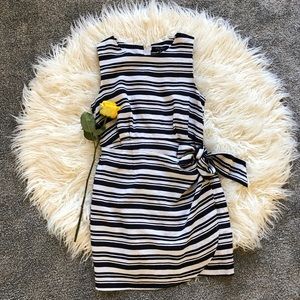 Navy Blue and White Striped Mini Dress